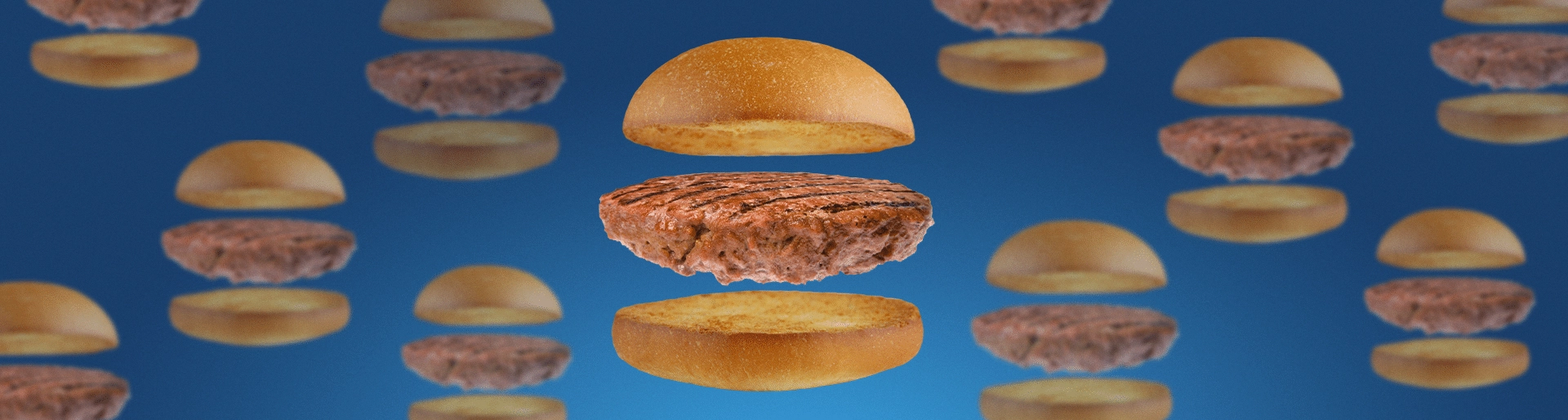 Image of floating hamburgers